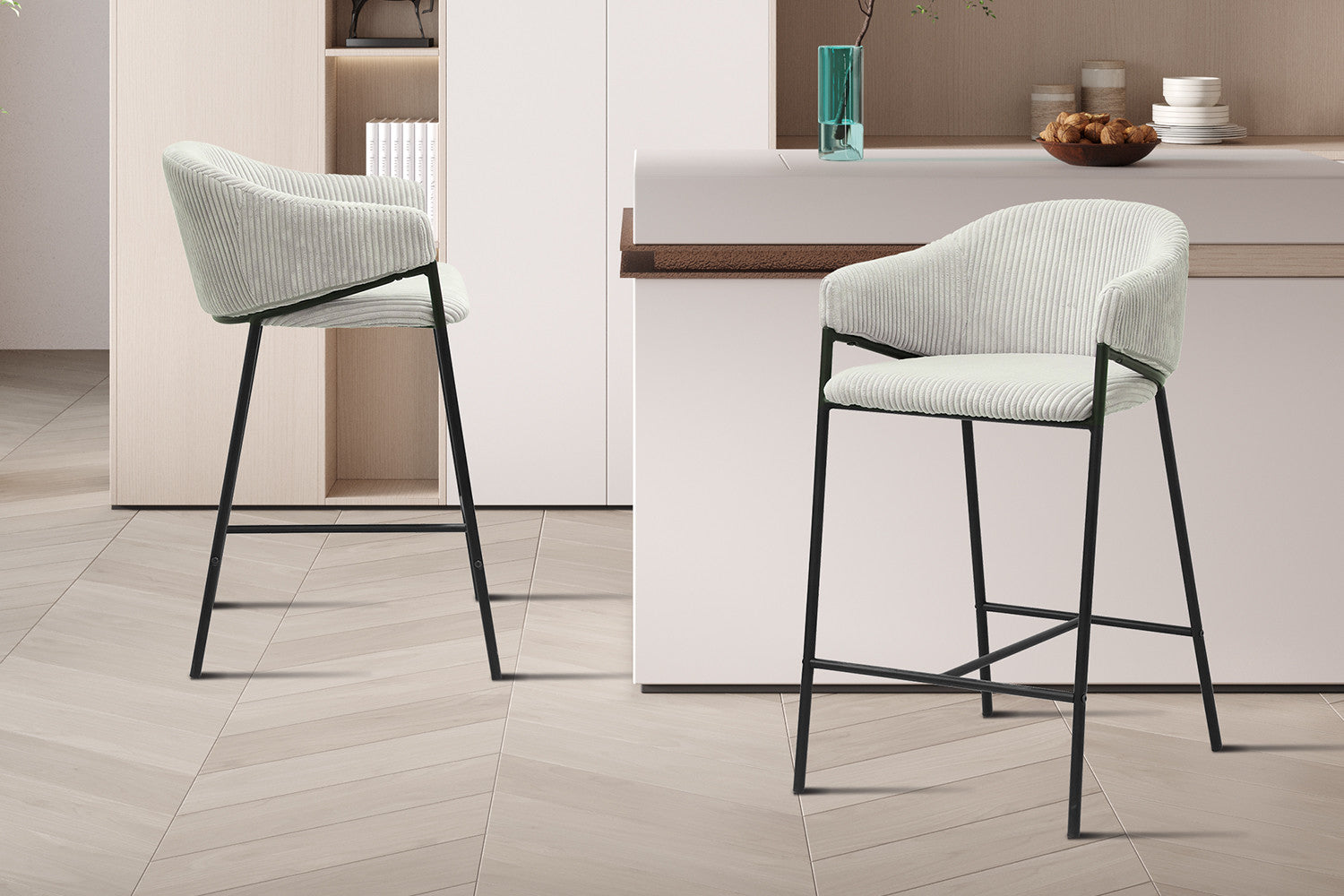 Counterstoel goha Corduroy Lichtgrijs