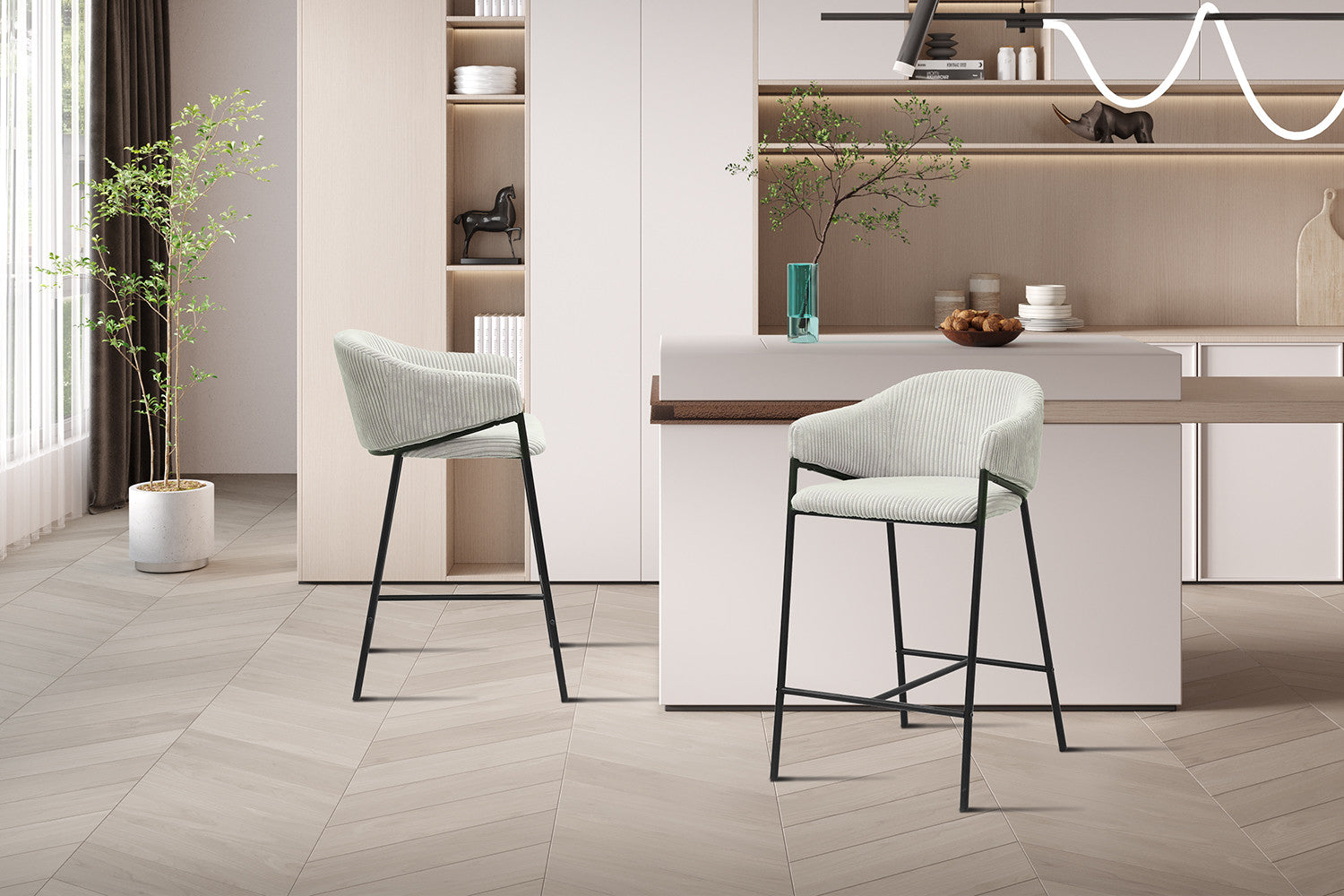 Counterstoel goha Corduroy Lichtgrijs