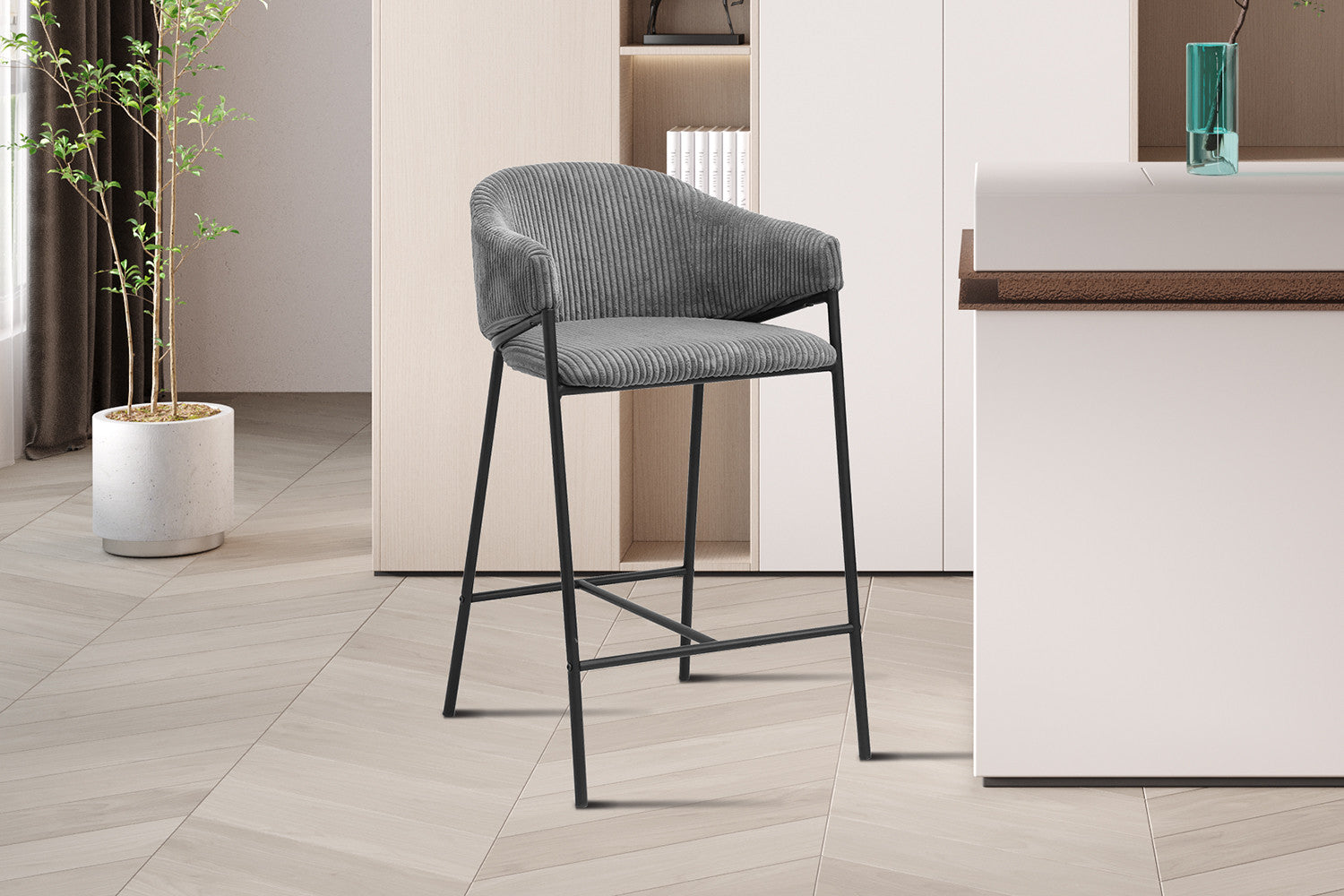 Counterstoel goha Corduroy Donkergrijs