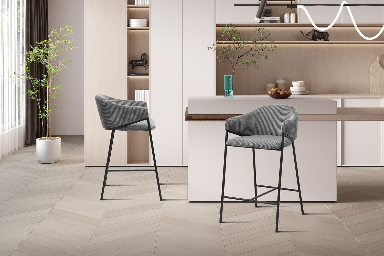 Counterstoel goha Corduroy Donkergrijs