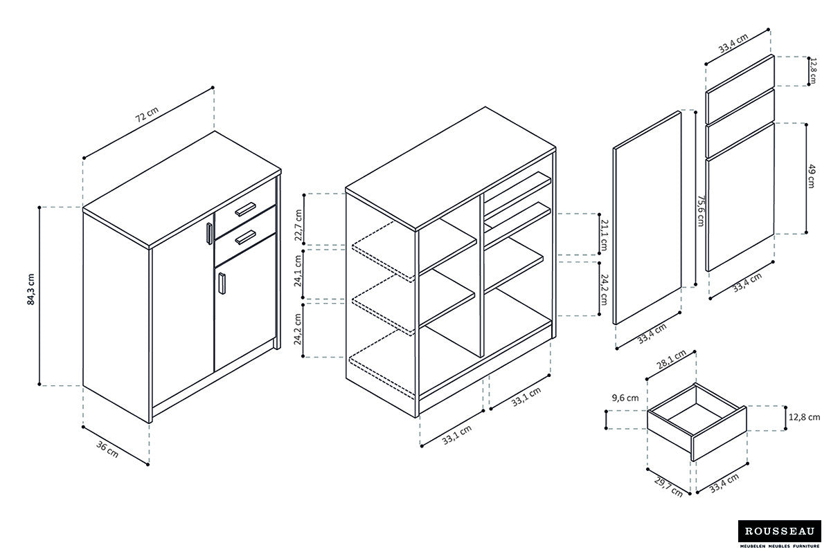 Commode Avan 2 deuren 2 laden Sonoma