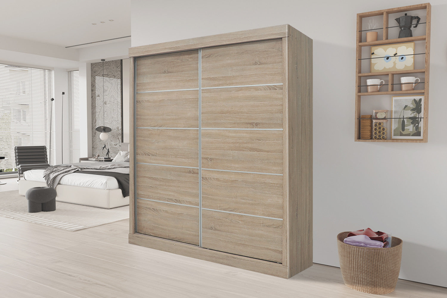 Kledingkast 'Mike' 2 schuifdeuren Sonoma