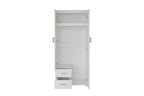 Kledingkast 'Marc' 2 deuren met spiegel Wit
