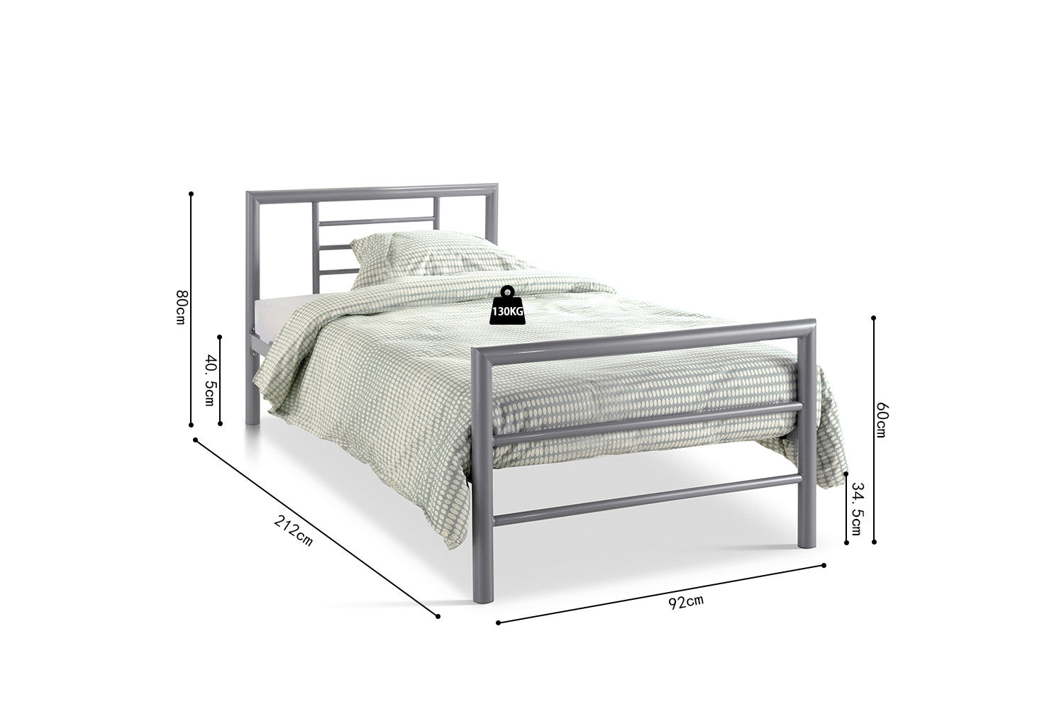 Bed Silka 90x200 met lattenbodem Grijs
