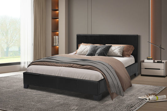 Bed Rudena 140/160x200 met lattenbodem PU Zwart