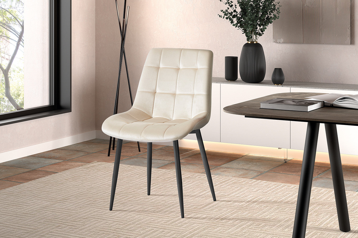 Stoel scando Fluweel Beige