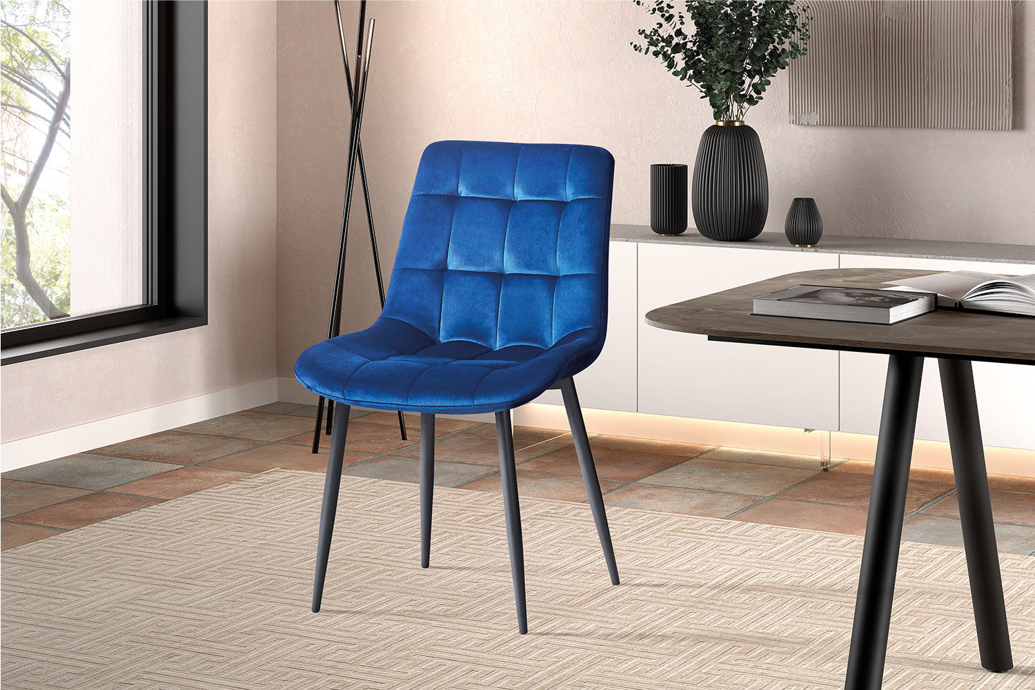 Stoel scando Fluweel Blauw
