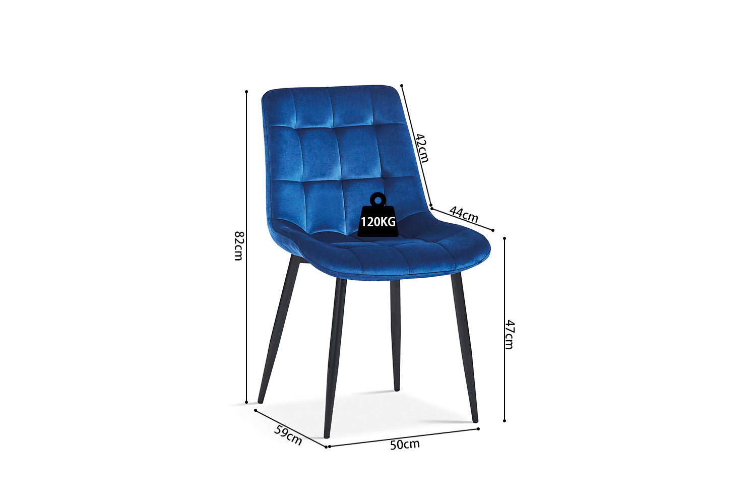 Stoel scando Fluweel Blauw