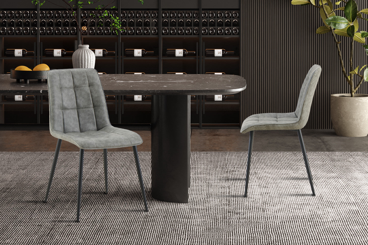 Set van 4 stoelen virello Vintage PU Grijs
