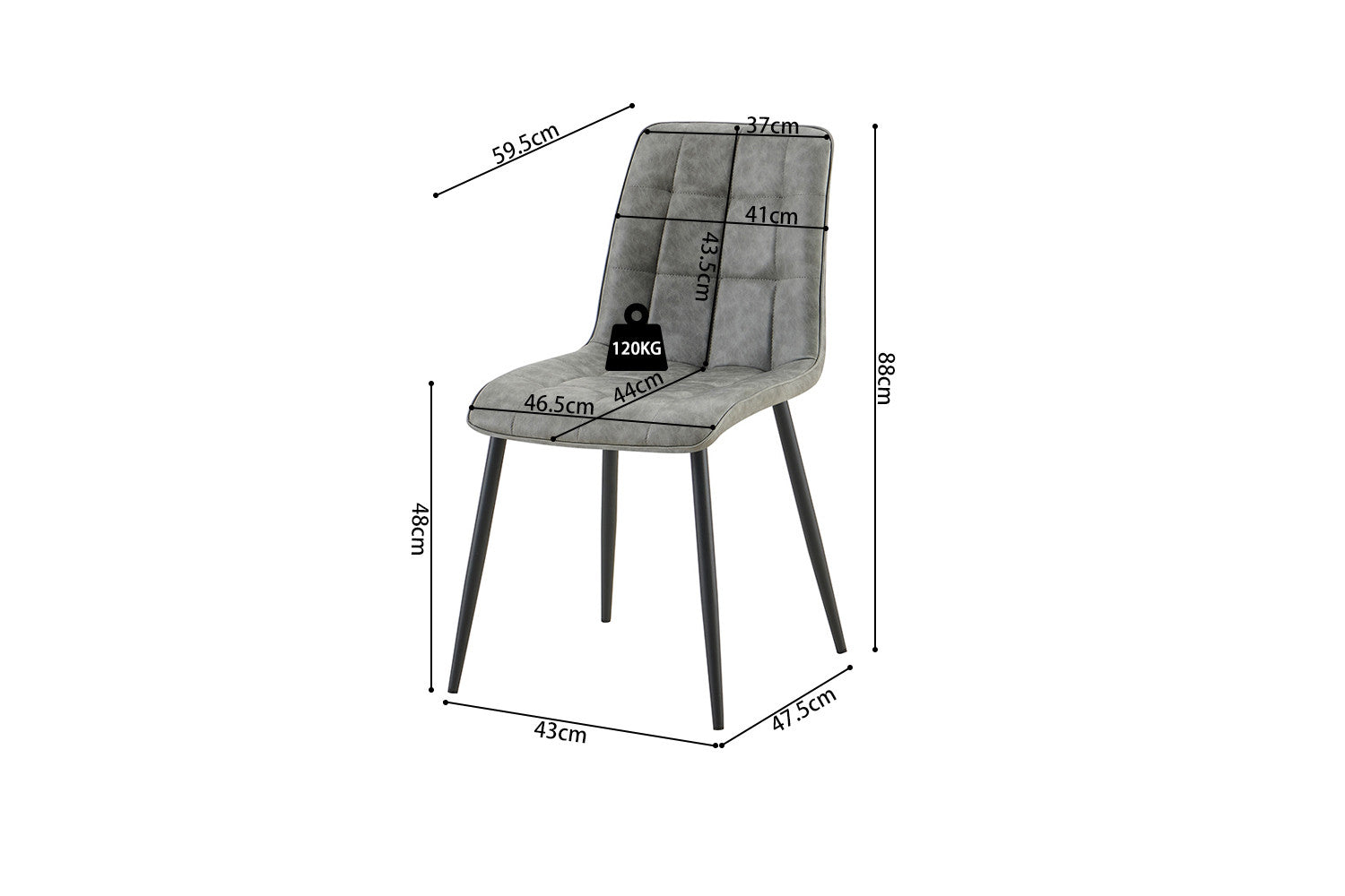 Set van 4 stoelen virello Vintage PU Grijs