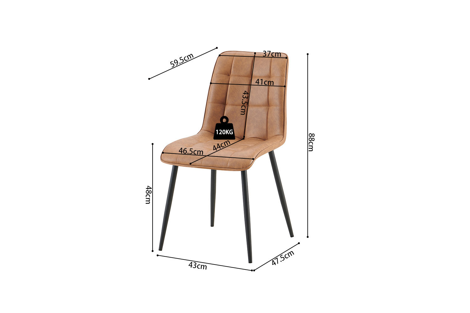 Set van 4 stoelen virello Vintage PU Cognac
