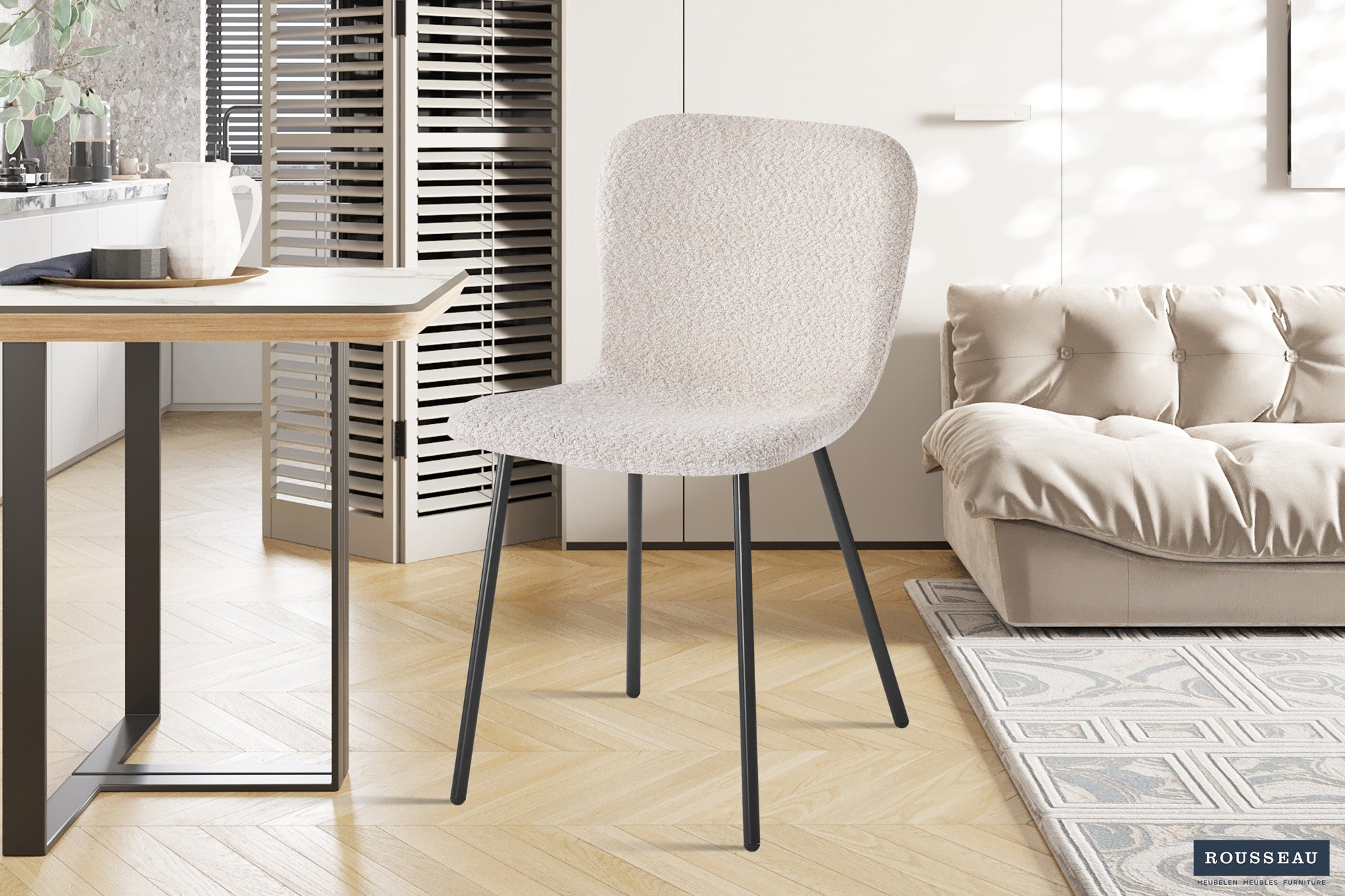 Stoel quantaro Bouclé Zand