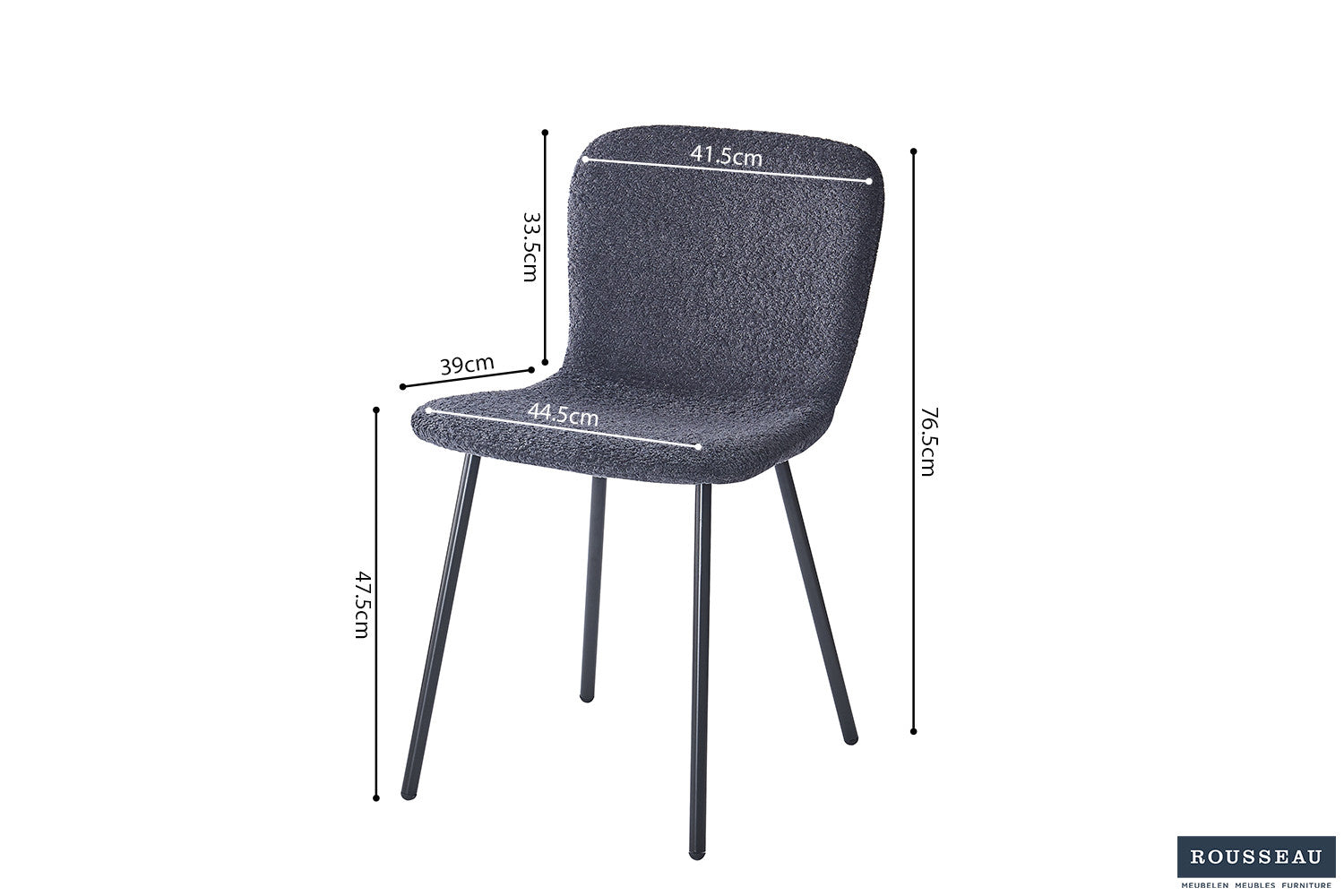 Stoel quantaro Bouclé Donkergrijs