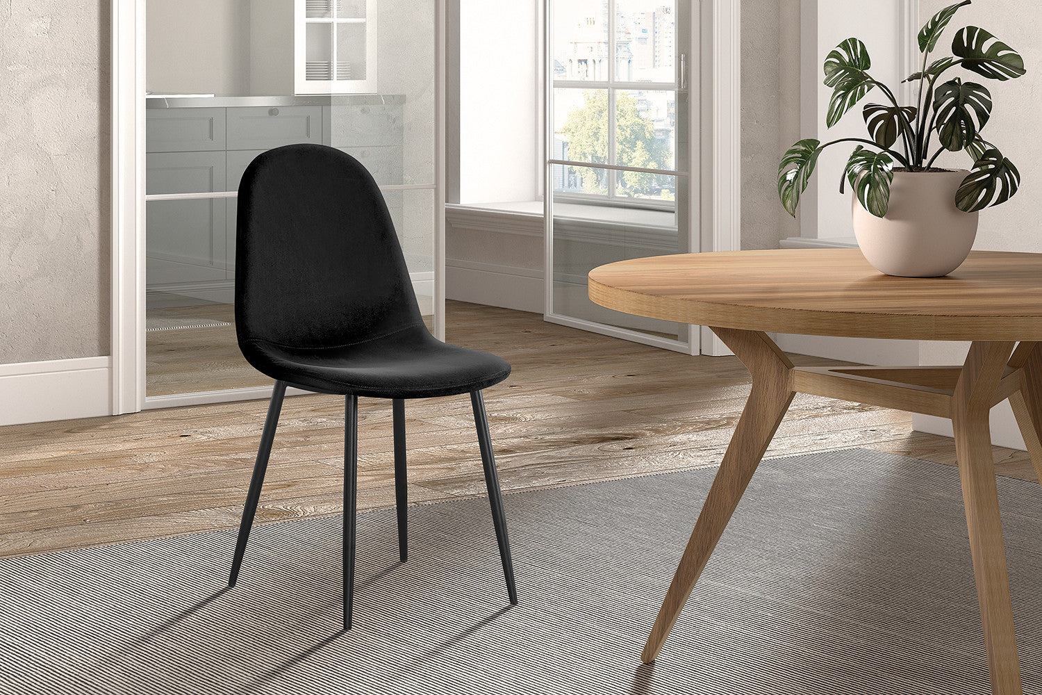 Stoel laverna Fluweel Zwart