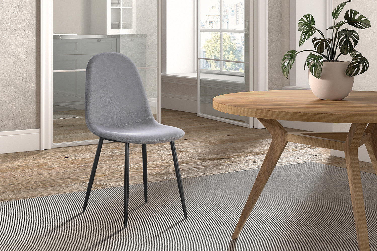 Stoel laverna Fluweel Grijs