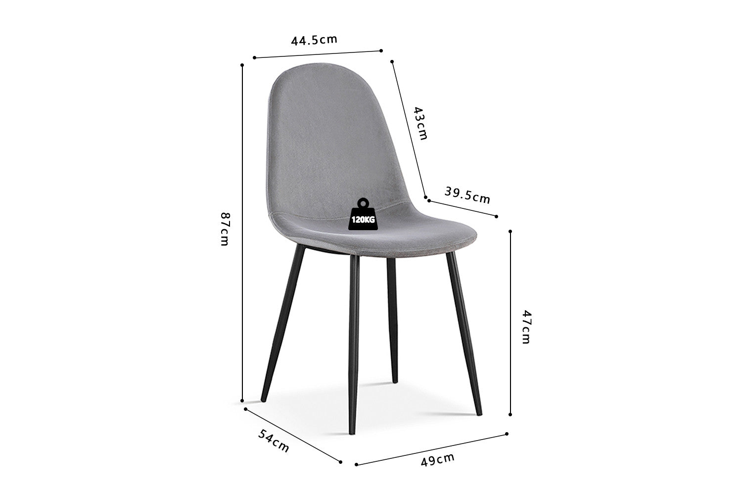 Stoel laverna Fluweel Grijs