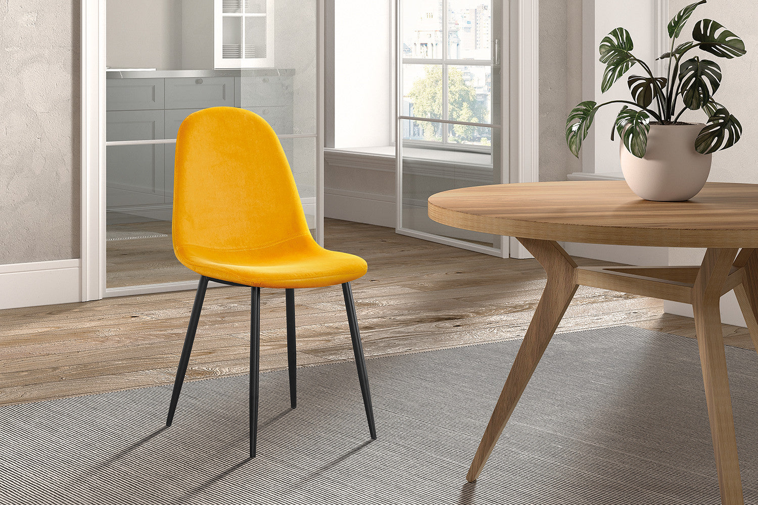 Stoel laverna Fluweel Geel