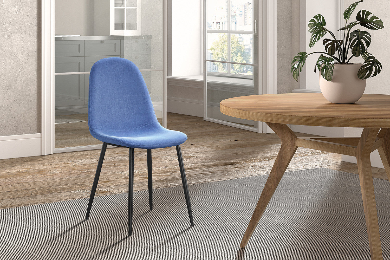 Stoel laverna Fluweel Lichtblauw