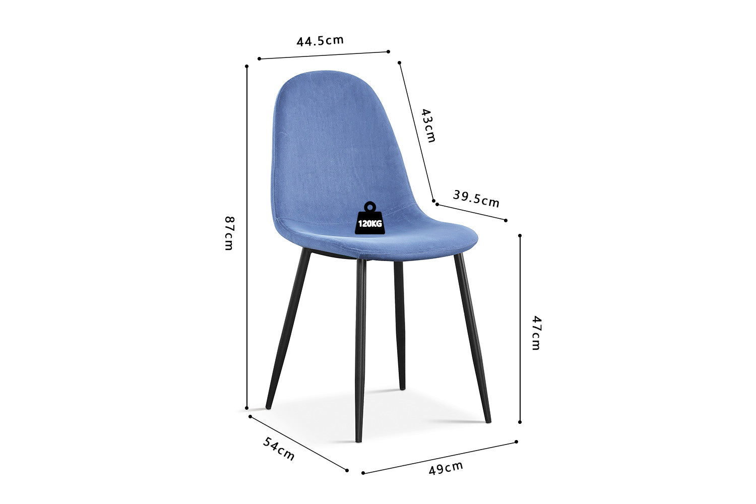 Stoel laverna Fluweel Lichtblauw