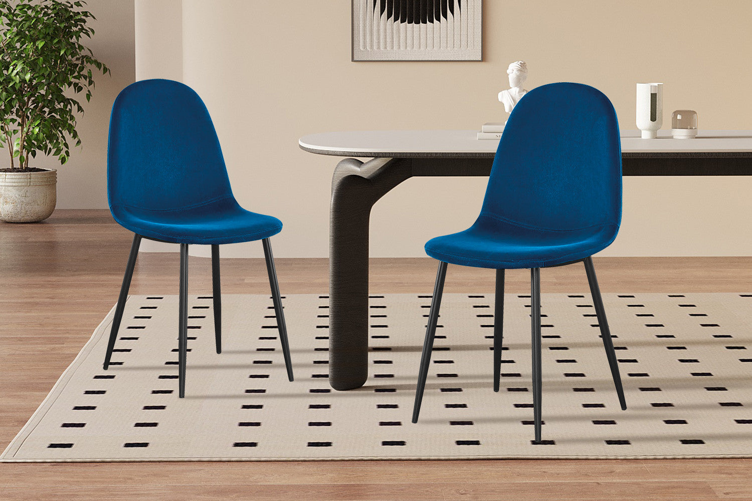 Stoel laverna Fluweel Donkerblauw