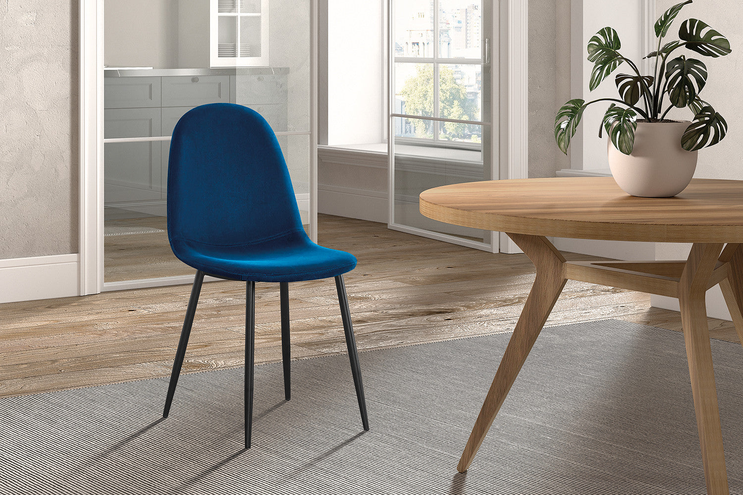 Stoel laverna Fluweel Donkerblauw