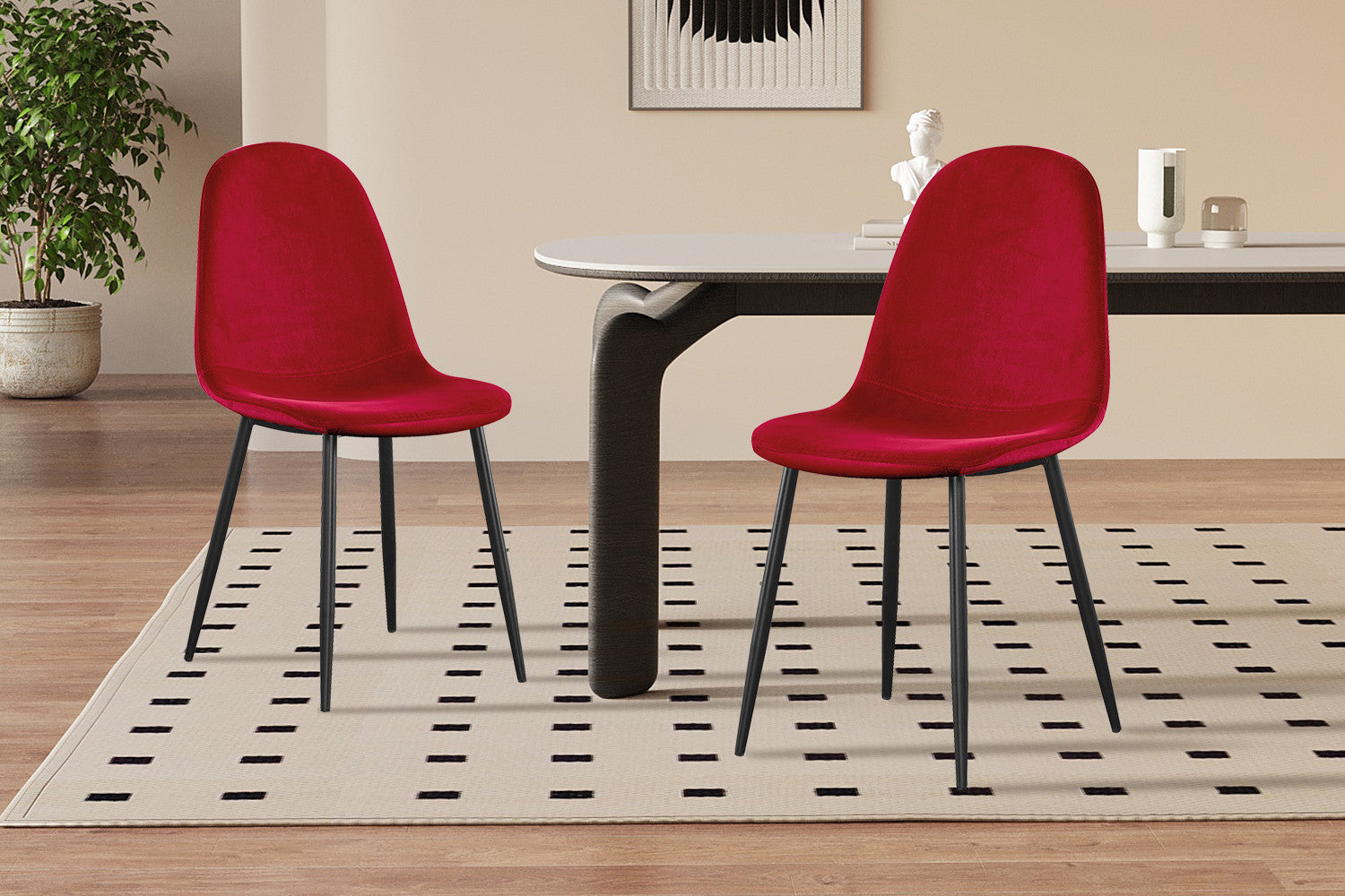 Stoel laverna Fluweel Bordeaux