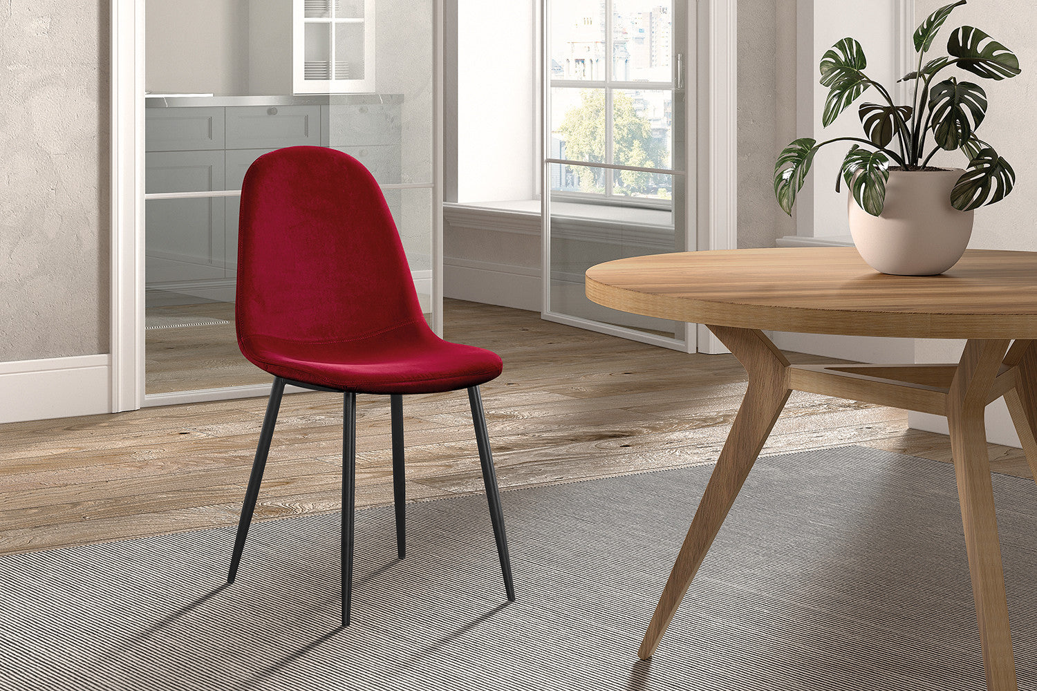 Stoel laverna Fluweel Bordeaux