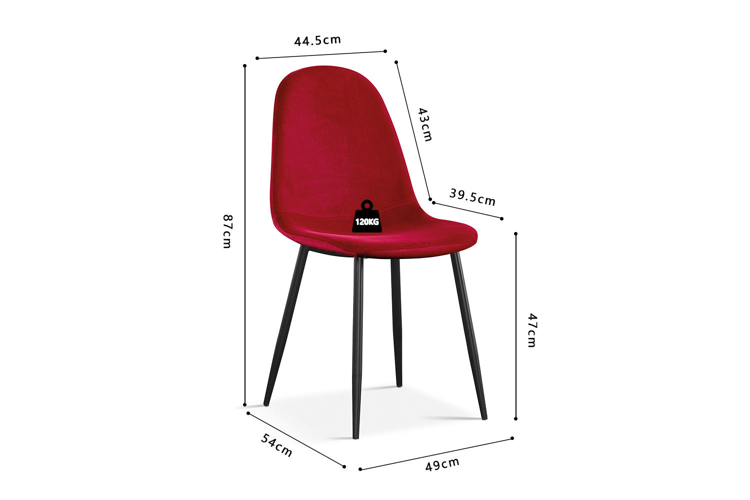 Stoel laverna Fluweel Bordeaux
