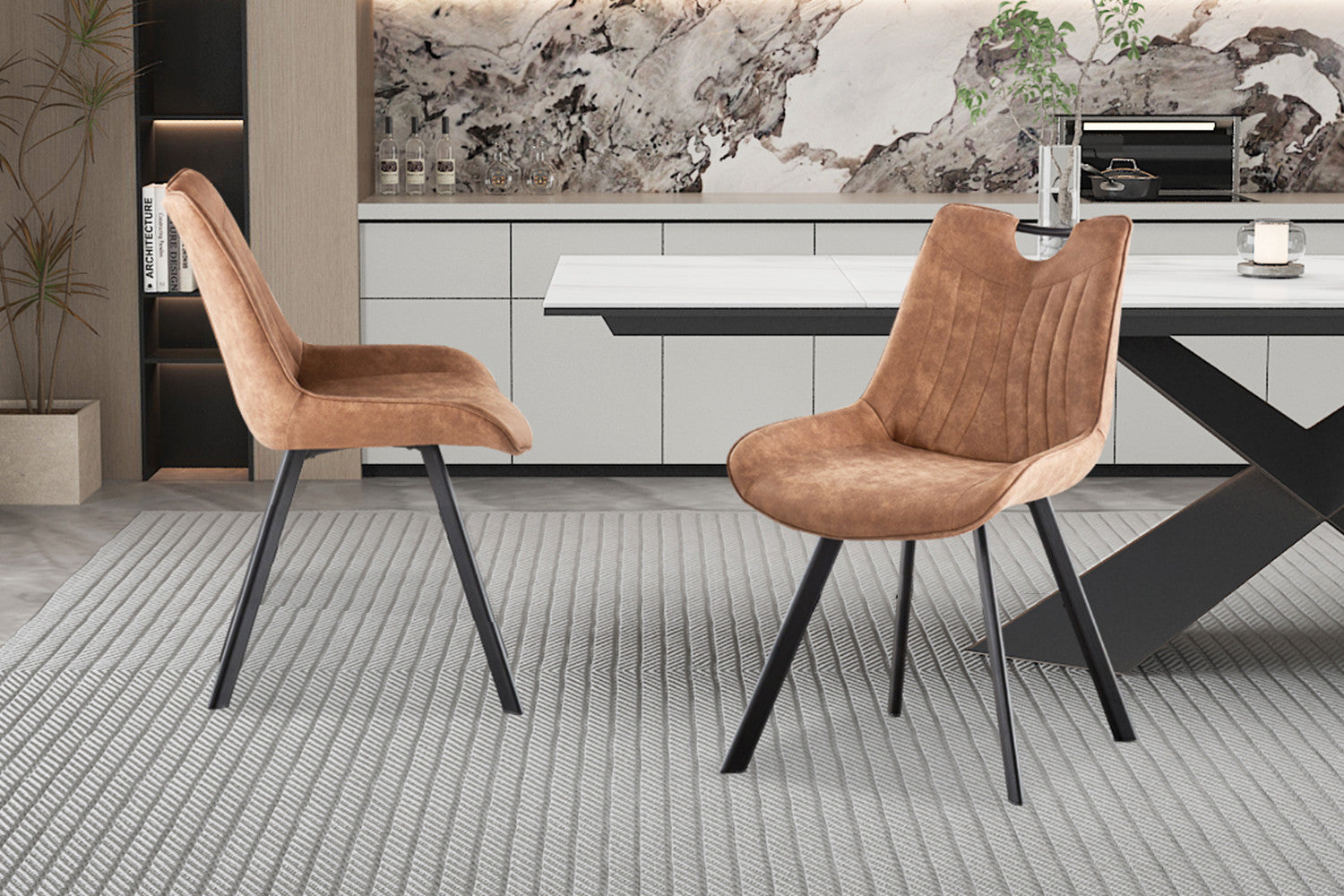Stoel calvora Micro fiber PU Donker bruin
