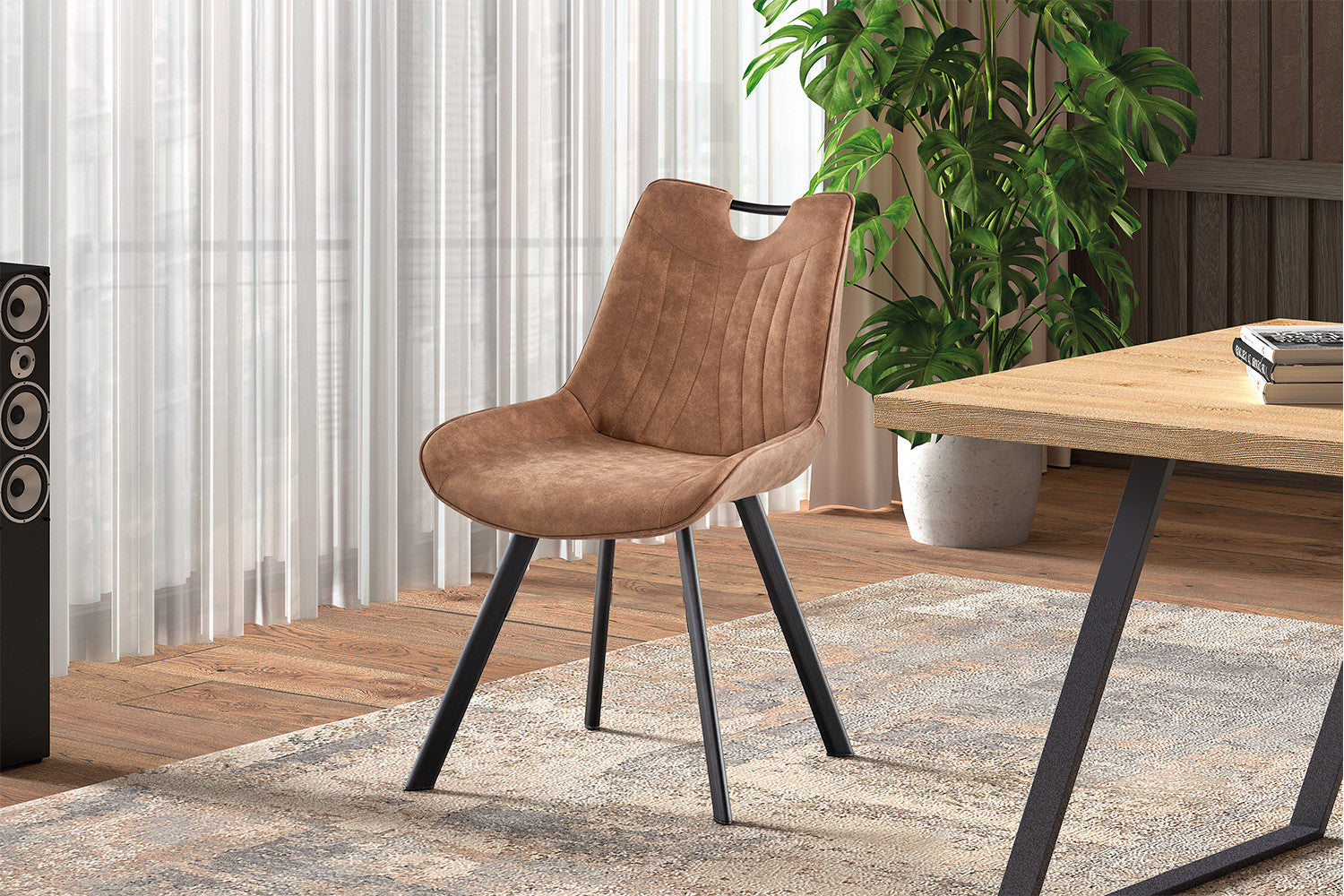 Stoel calvora Micro fiber PU Donker bruin