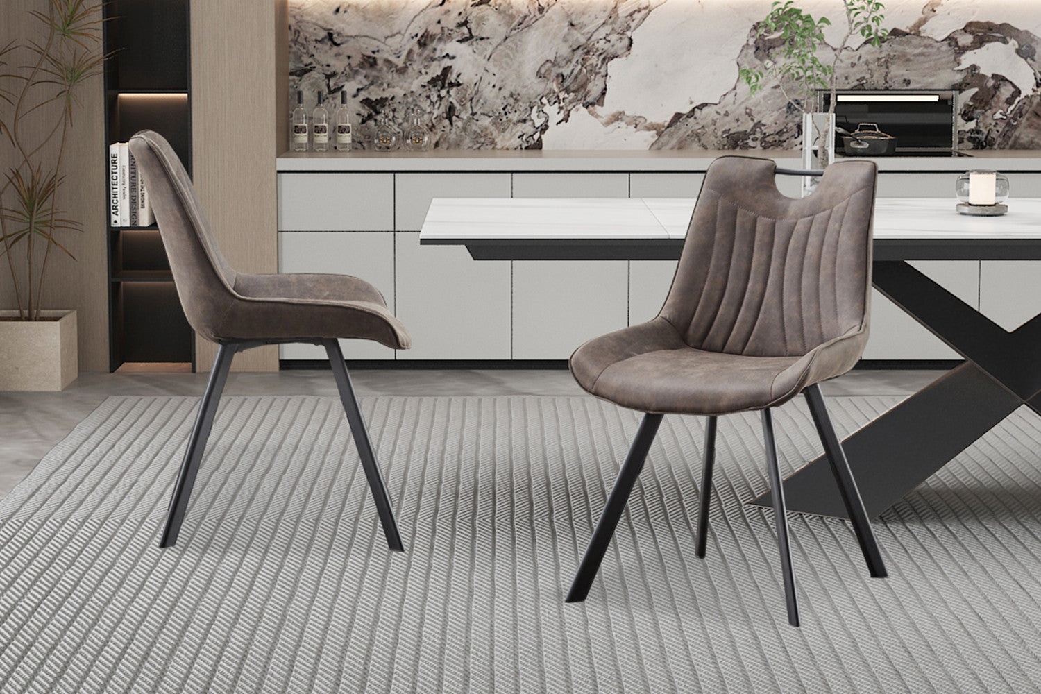 Stoel calvora Micro fiber PU Donkergrijs