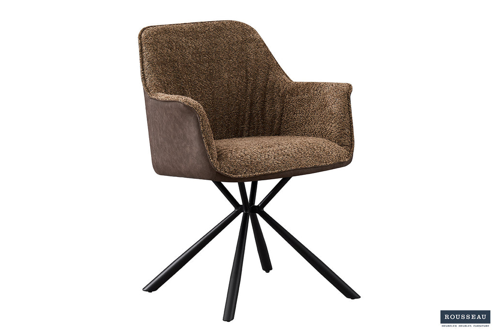 Stoel vicinity Bouclé Zand Rug PU Bruin