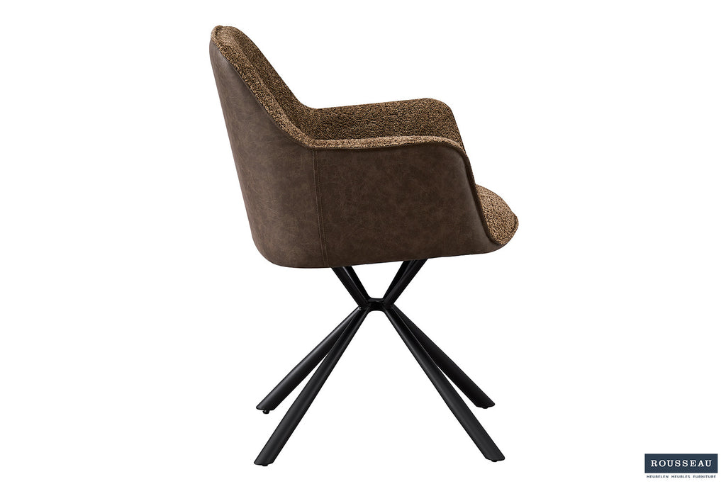 Stoel vicinity Bouclé Zand Rug PU Bruin