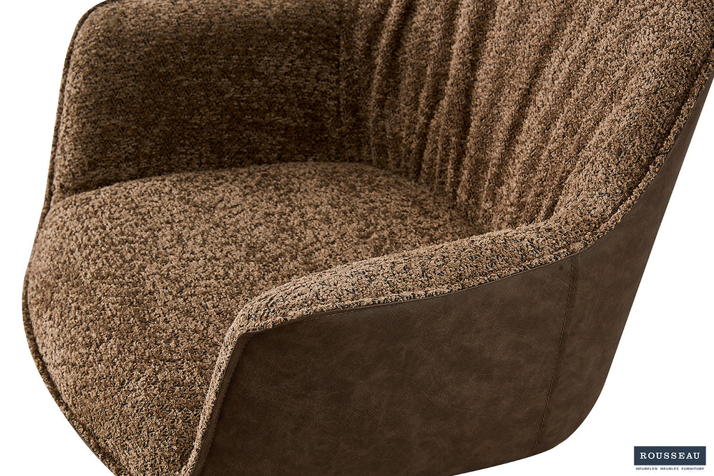 Stoel vicinity Bouclé Zand Rug PU Bruin