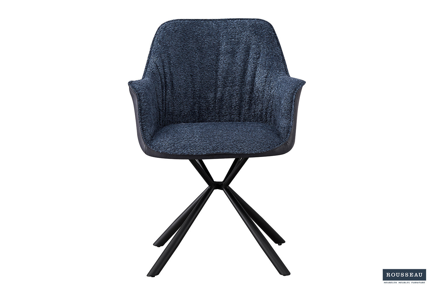 Stoel vicinity Bouclé Blauw Rug PU Blauw