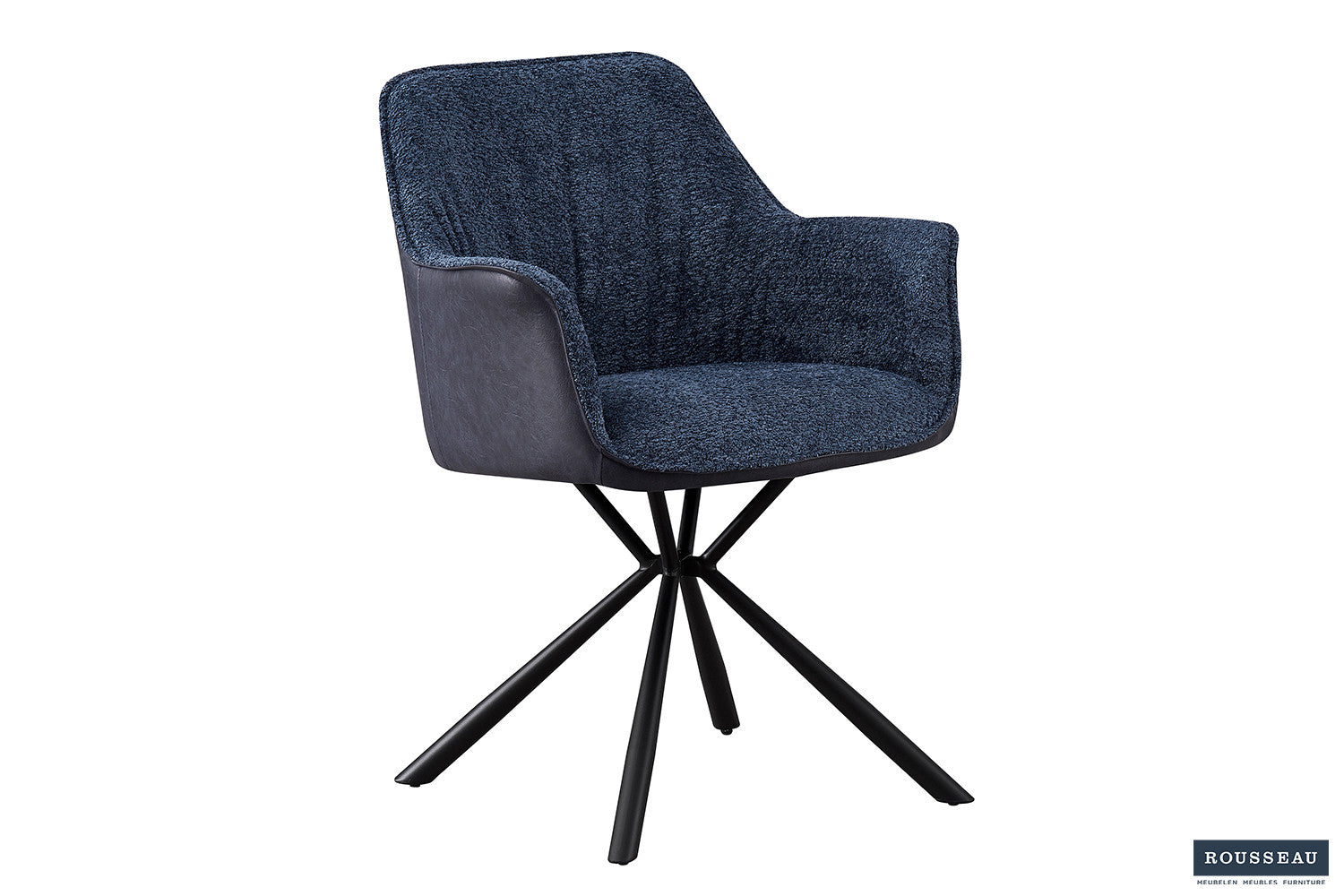 Stoel vicinity Bouclé Blauw Rug PU Blauw