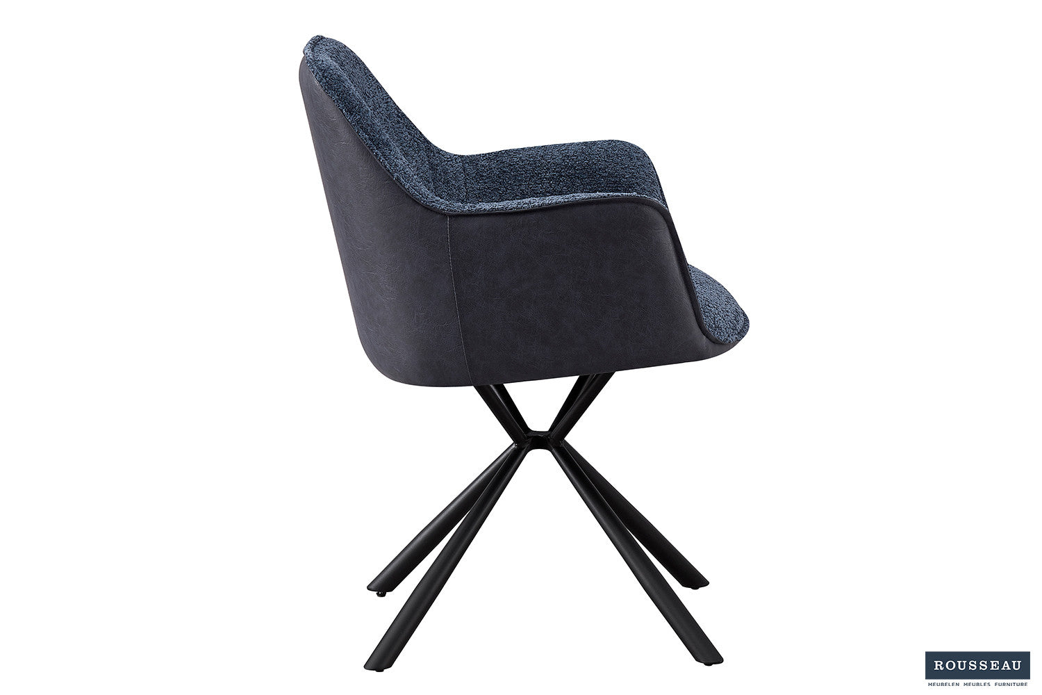 Stoel vicinity Bouclé Blauw Rug PU Blauw