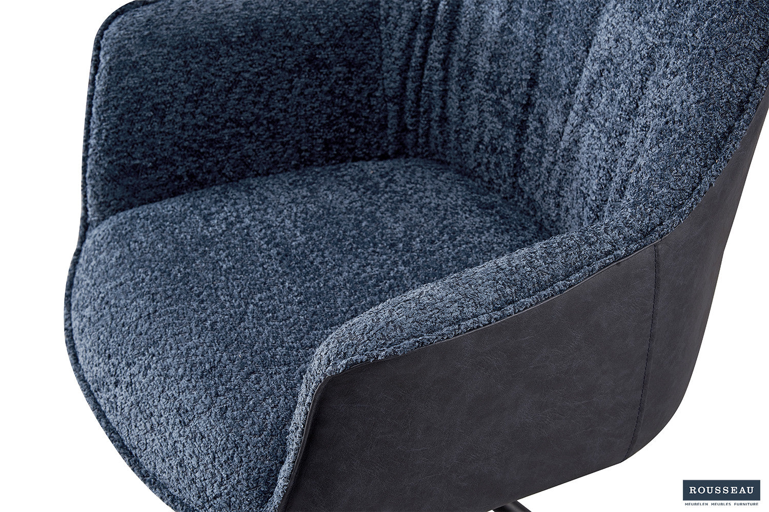 Stoel vicinity Bouclé Blauw Rug PU Blauw