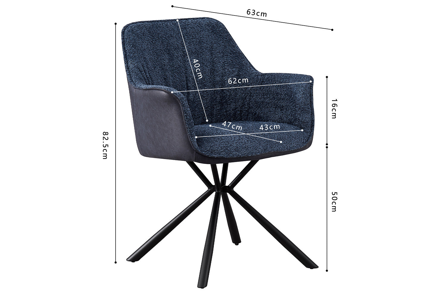 Stoel vicinity Bouclé Blauw Rug PU Blauw