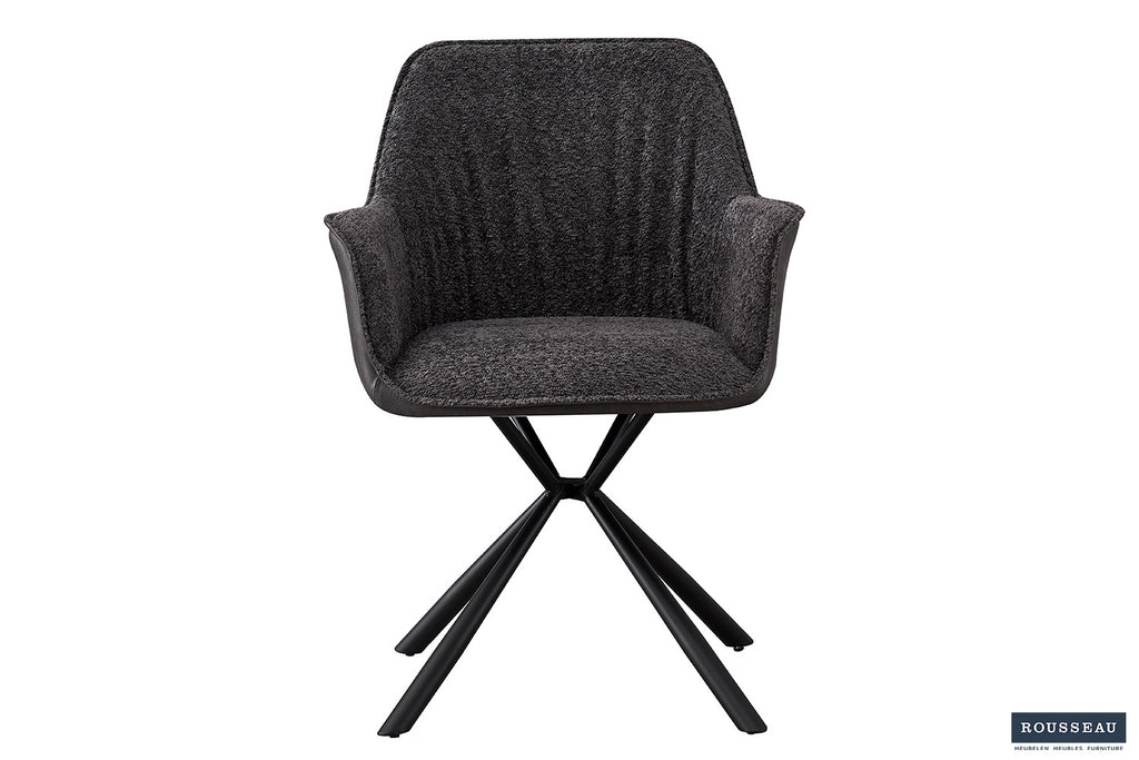 Stoel vicinity Bouclé Grijs Rug PU Lichtgrijs