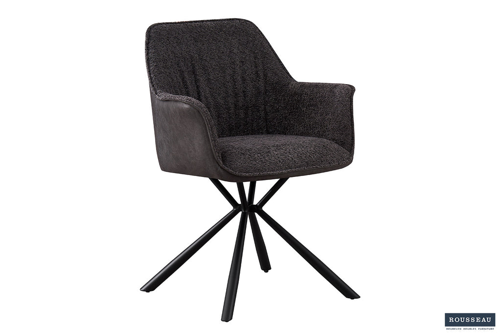 Stoel vicinity Bouclé Grijs Rug PU Lichtgrijs