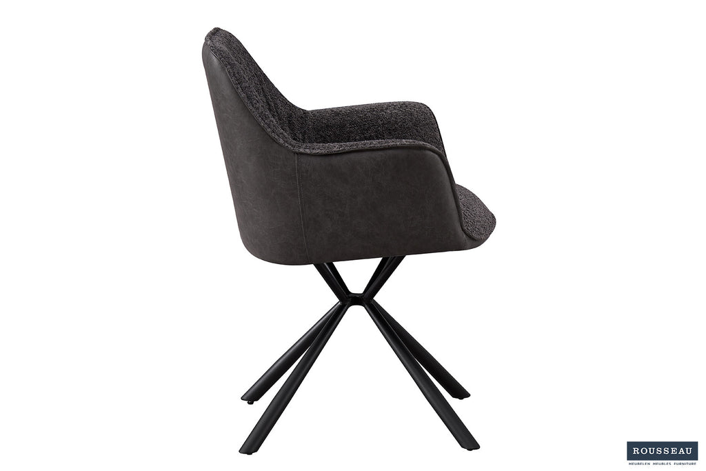 Stoel vicinity Bouclé Grijs Rug PU Lichtgrijs
