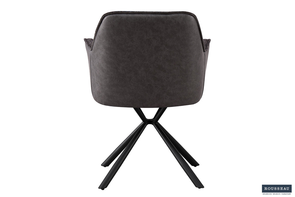 Stoel vicinity Bouclé Grijs Rug PU Lichtgrijs
