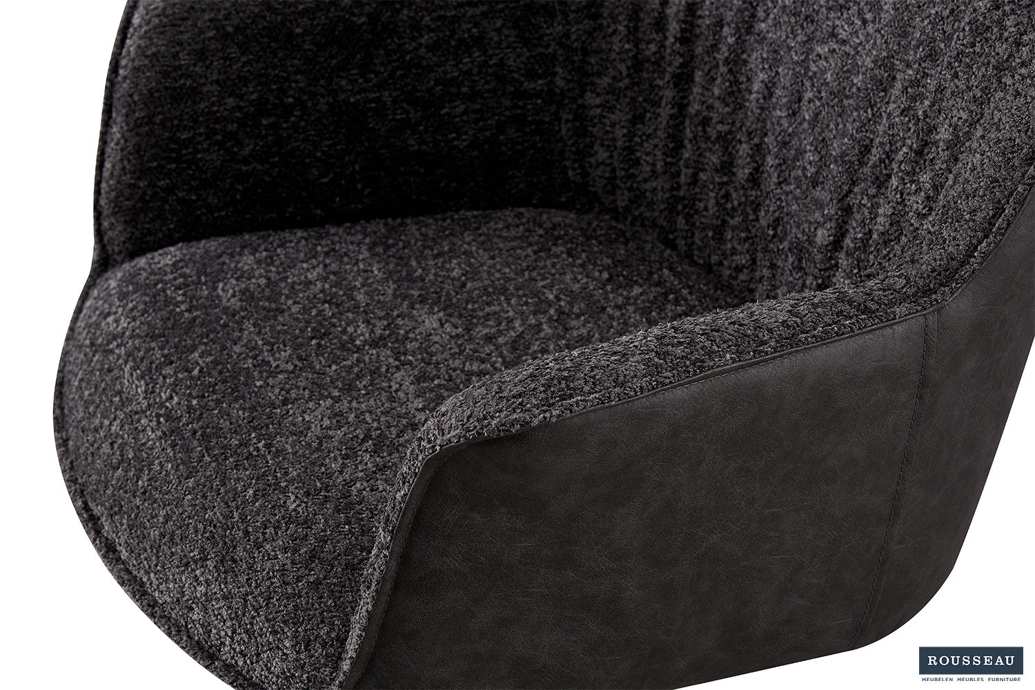 Stoel vicinity Bouclé Grijs Rug PU Lichtgrijs