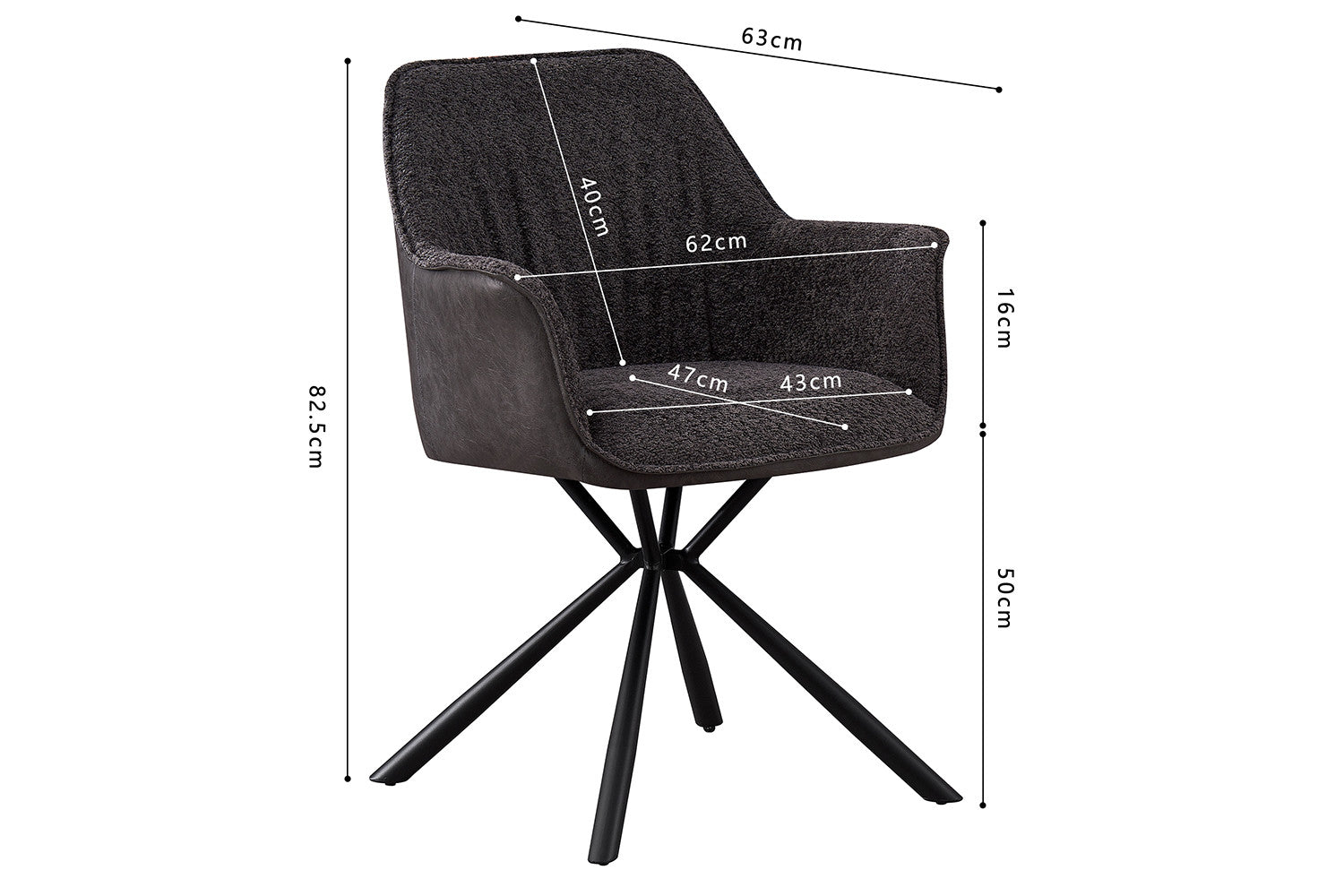 Stoel vicinity Bouclé Grijs Rug PU Lichtgrijs