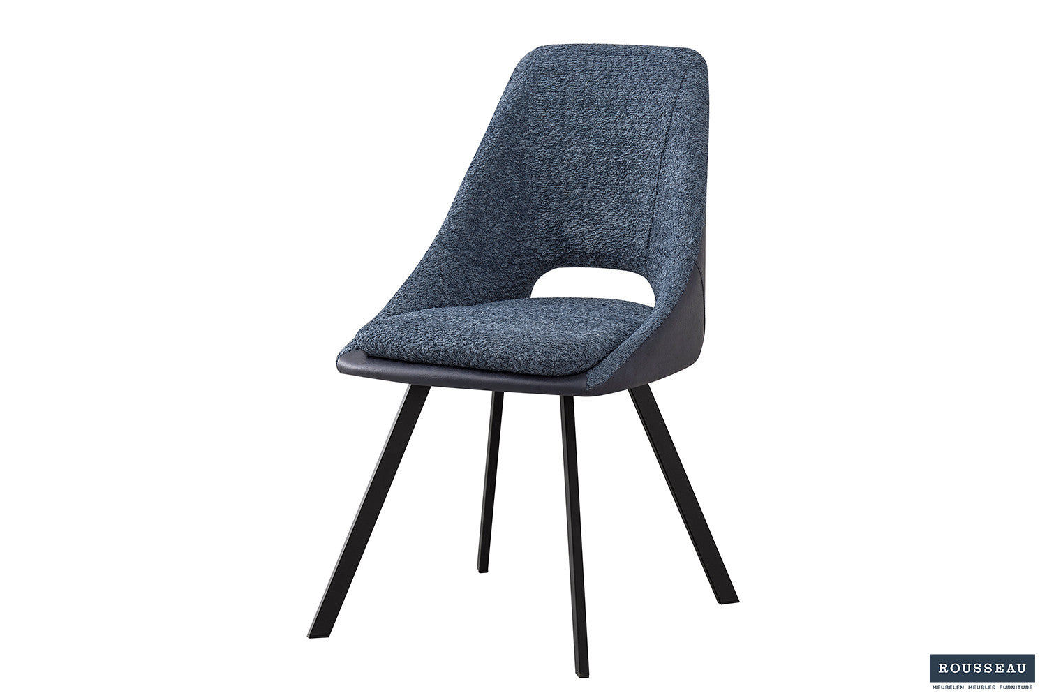 Stoel stravino Bouclé Blauw Rug PU Blauw