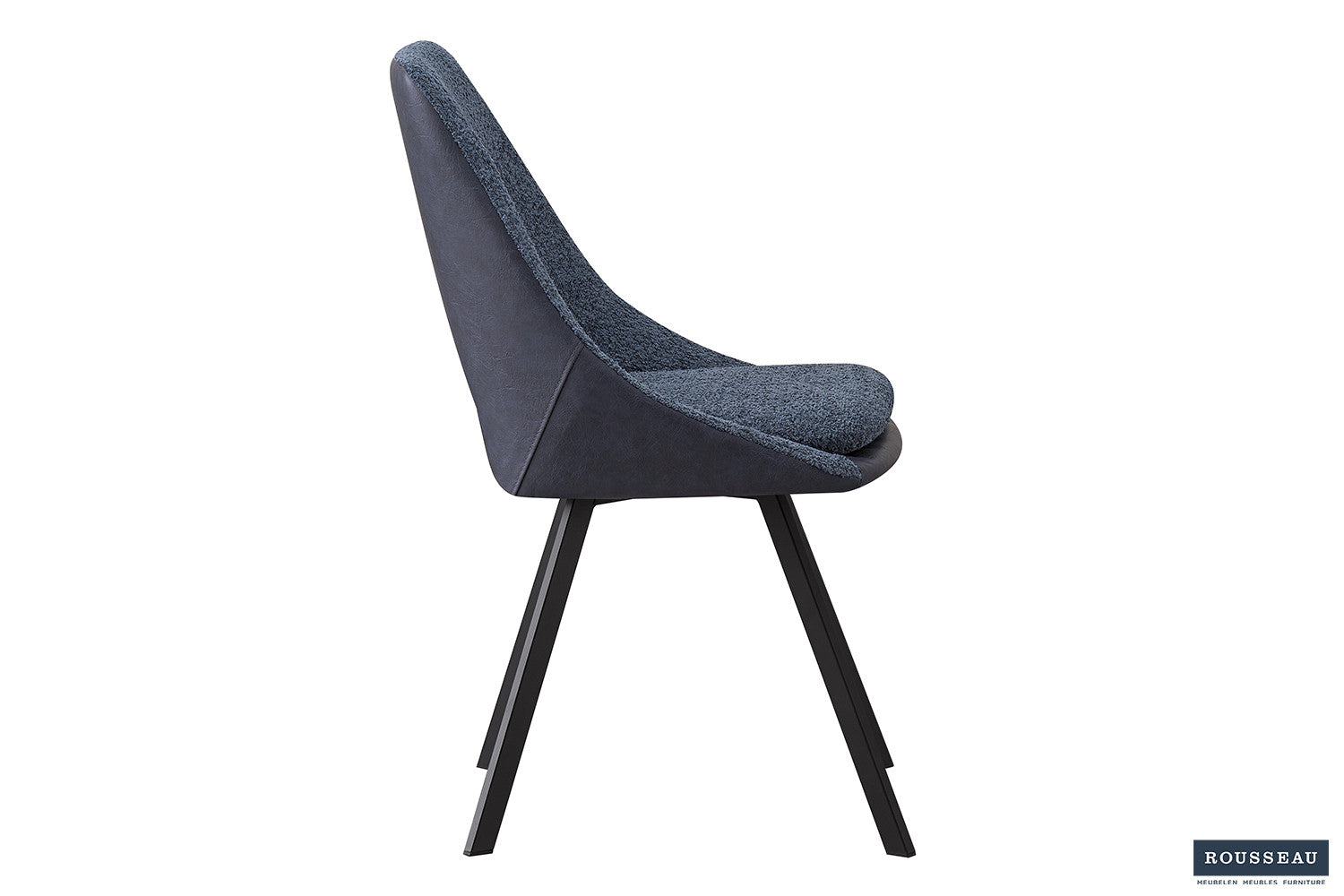 Stoel stravino Bouclé Blauw Rug PU Blauw