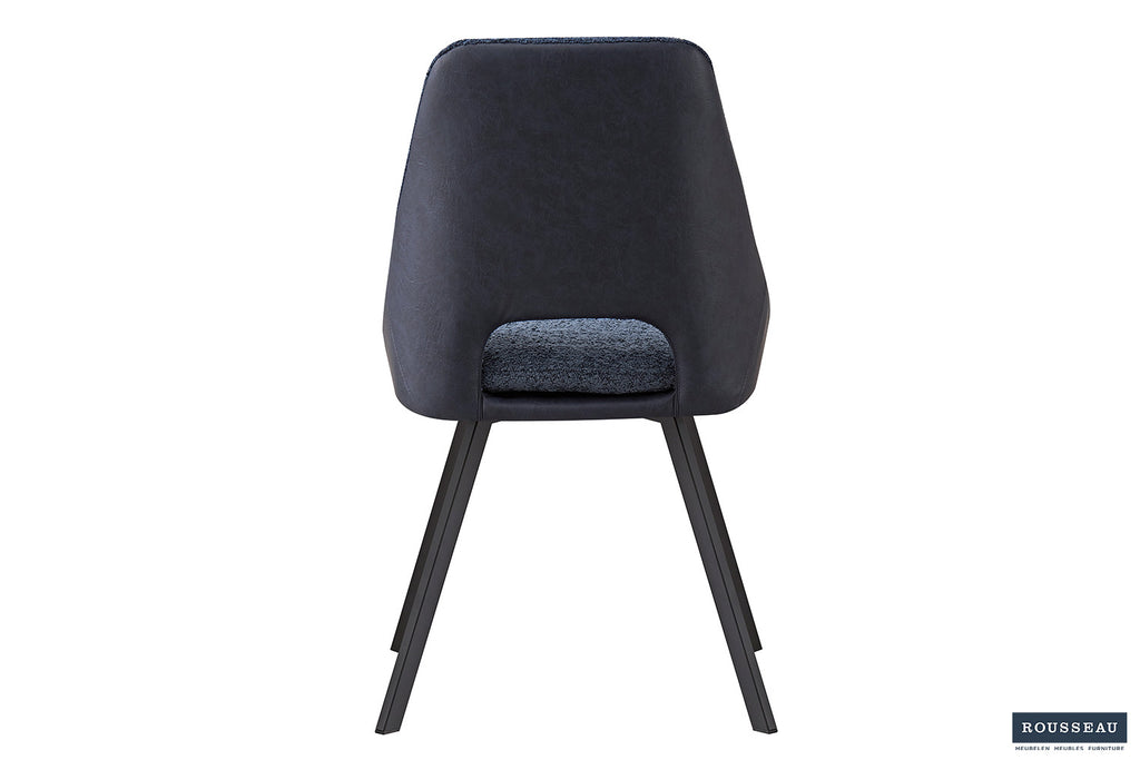 Stoel stravino Bouclé Blauw Rug PU Blauw