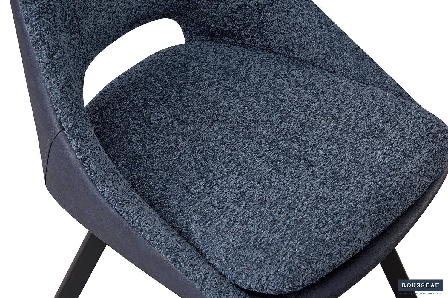 Stoel stravino Bouclé Blauw Rug PU Blauw