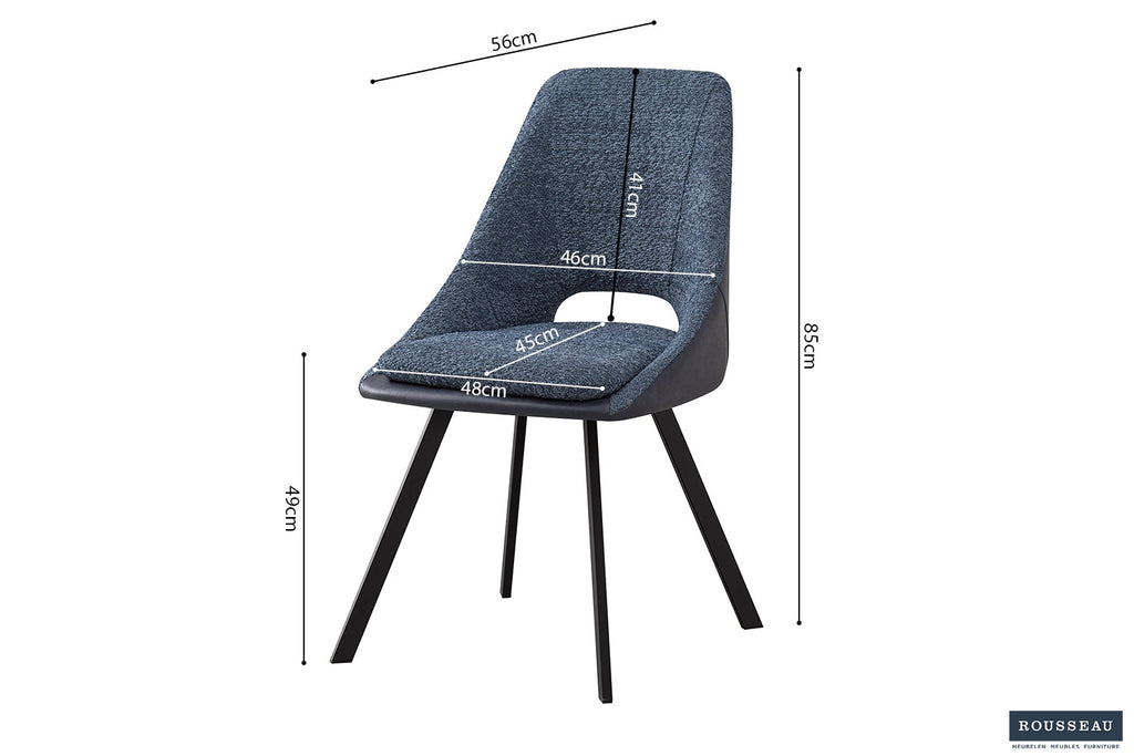 Stoel stravino Bouclé Blauw Rug PU Blauw